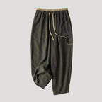 Women’s Linen Pants Cropped Tapered Elastic Waist Drawstring Relaxed