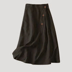 Women’s Linen Wrap Skirt Midi Length Button Detail