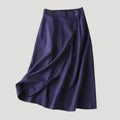 Women’s Linen Wrap Skirt Midi Length Button Detail