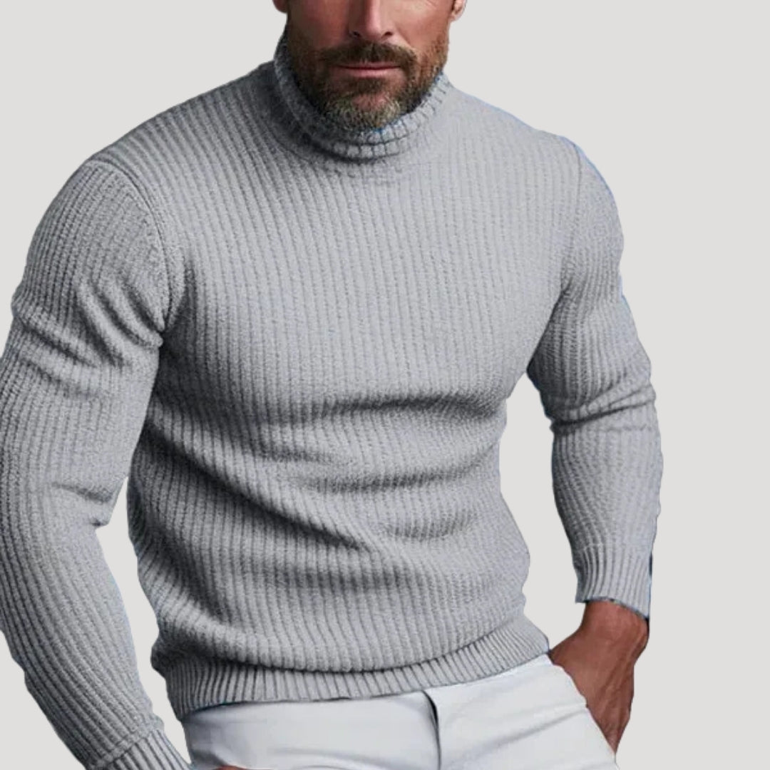 Men’s Turtleneck Sweater Knit Ribbed Slim Fit Long Sleeve