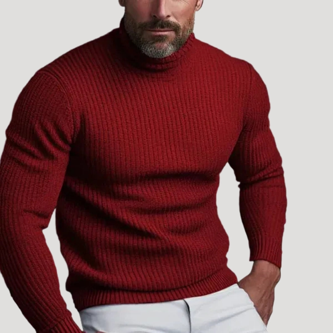Men’s Turtleneck Sweater Knit Ribbed Slim Fit Long Sleeve