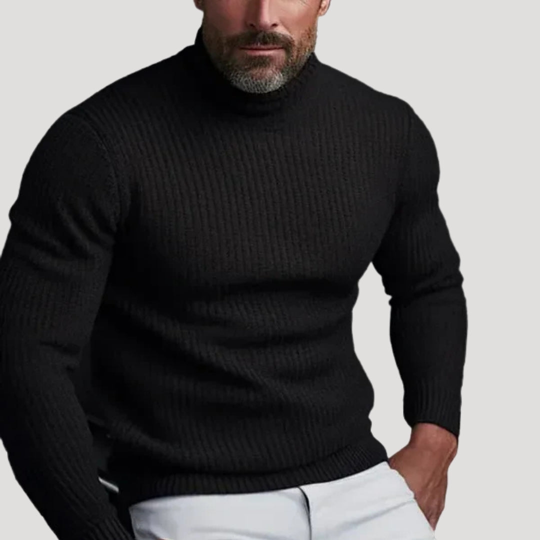 Men’s Turtleneck Sweater Knit Ribbed Slim Fit Long Sleeve