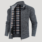 Men’s Full Zip Knit Sweater Jacket Casual Stand Collar Coat