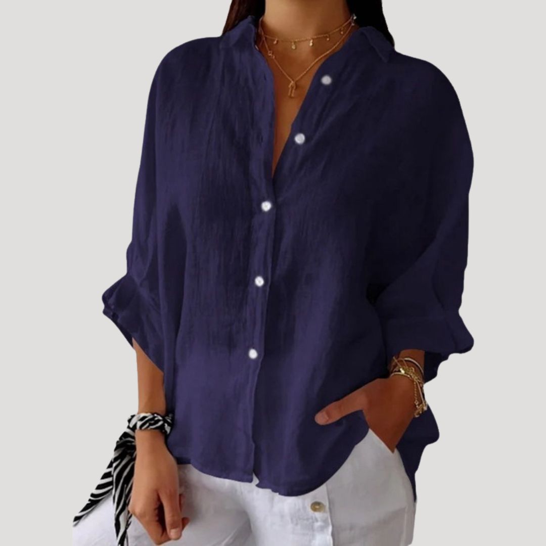 Women’s Linen Button Down Shirt Long Sleeve Loose Blouse