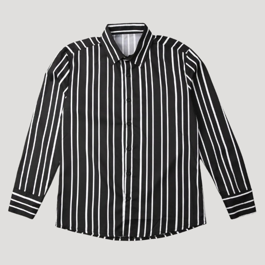Men’s Slim Fit Patterned Shirt Long Sleeve Button Down Top