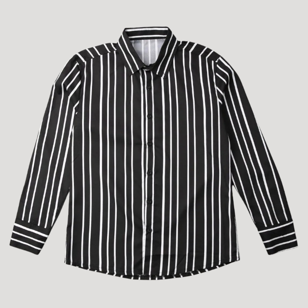 Men’s Slim Fit Patterned Shirt Long Sleeve Button Down Top
