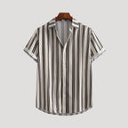 Men’s Striped Button Up Short Sleeve Shirt Relaxed Fit Casual
