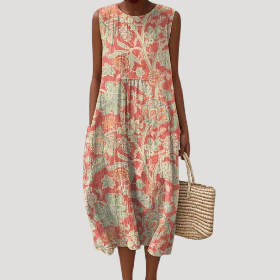 Women’s Summer Dress Floral Midi Casual Sleeveless Boho