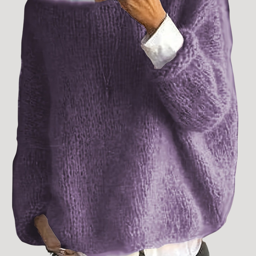 Women Knitted Sweater Long Sleeve Crew Neck Relaxed Fit