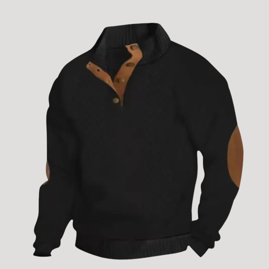 Men’s Knit Sweater Henley Button Textured Long Sleeve