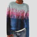 Women’s Fair Isle Knit Sweater Round Neck Pullover Top