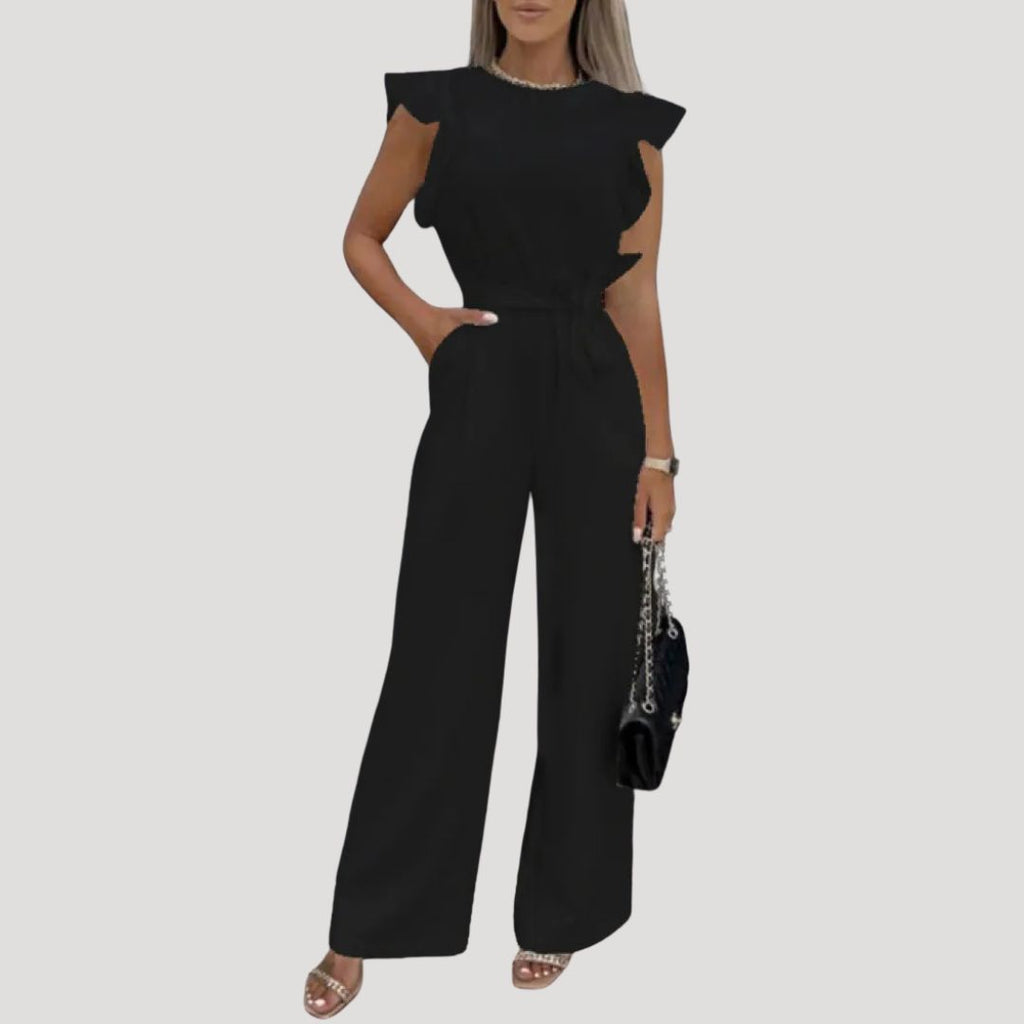 Women’s Wide Leg Off Shoulder Belted Jumpsuit Elegant Outfit