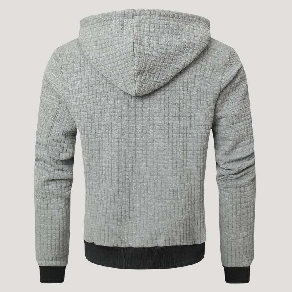 Men’s Waffle Knit Zip Hoodie Casual Lightweight Jacket
