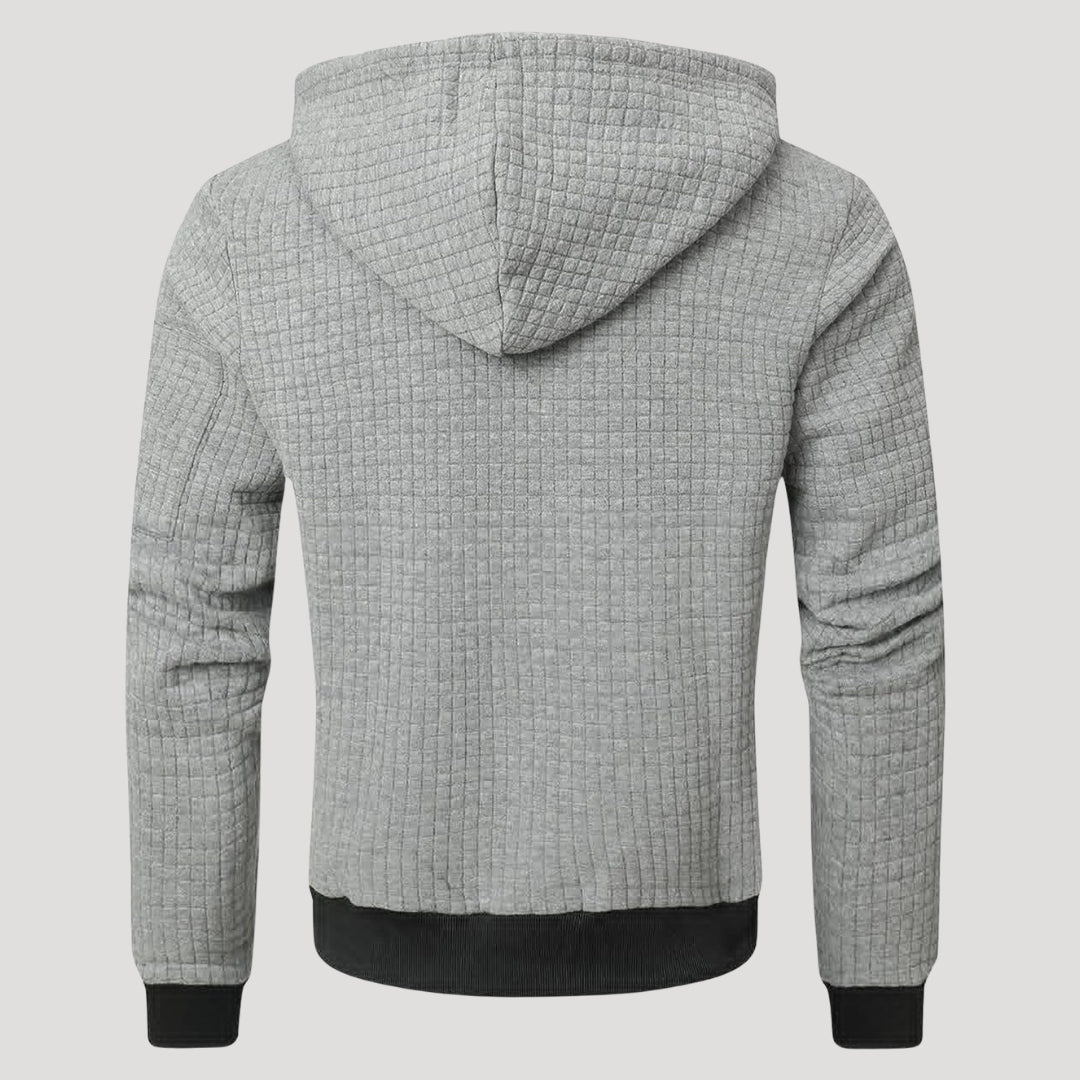 Men’s Waffle Knit Zip Hoodie Casual Lightweight Jacket