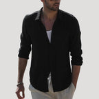 Mens Linen Shirt Button Down Long Sleeve Casual