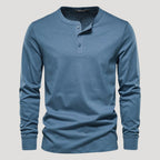 Men’s Long Sleeve Henley Shirt Casual Slim Fit Pullover Top