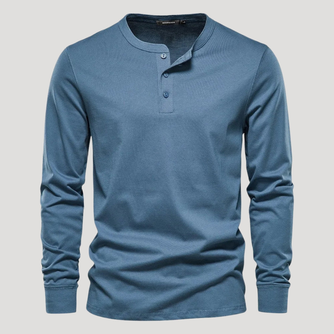 Men’s Long Sleeve Henley Shirt Casual Slim Fit Pullover Top