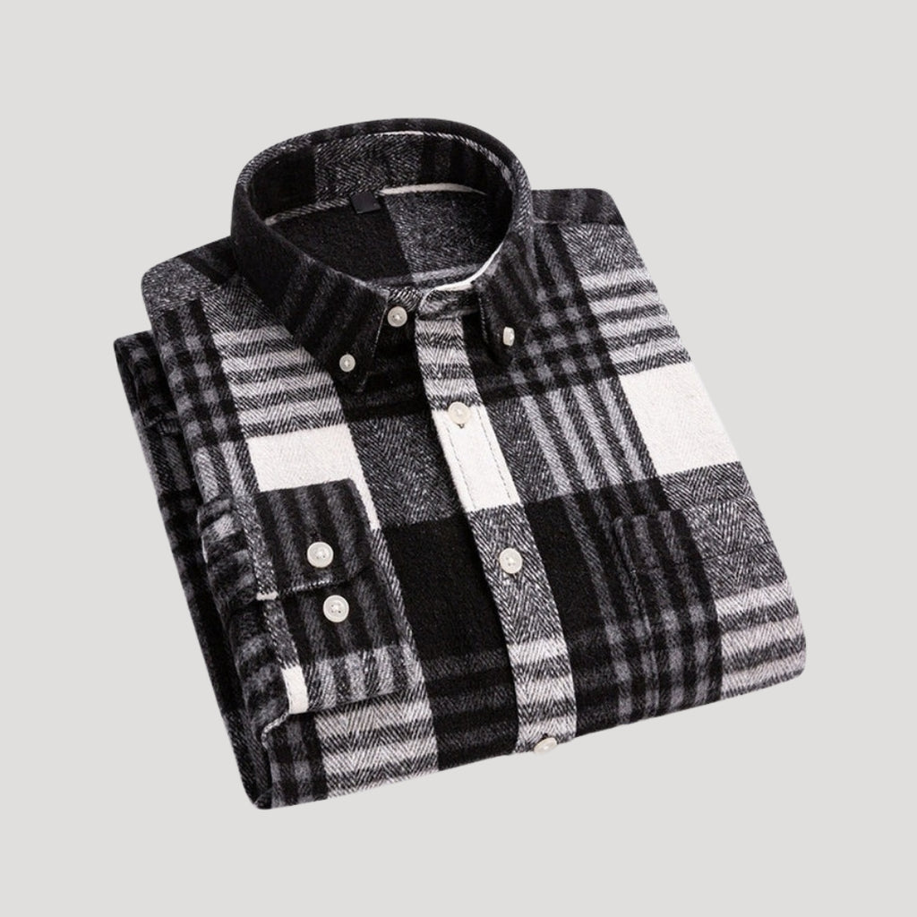 Men’s Plaid Flannel Overshirt Button Front Shacket