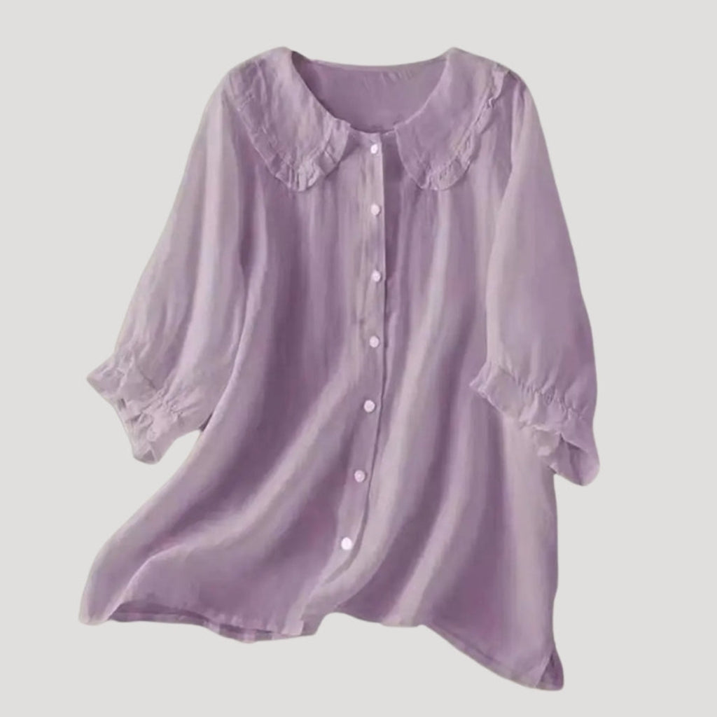 Women’s Ruffle Collar Long Sleeve Blouse Loose Fit Top