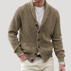 Men Ribbed Knit Cardigan Button Front Long Sleeve Classic Fit