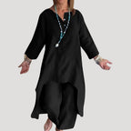 Women’s Linen Two Piece Lounge Set Relaxed Tunic Outfit