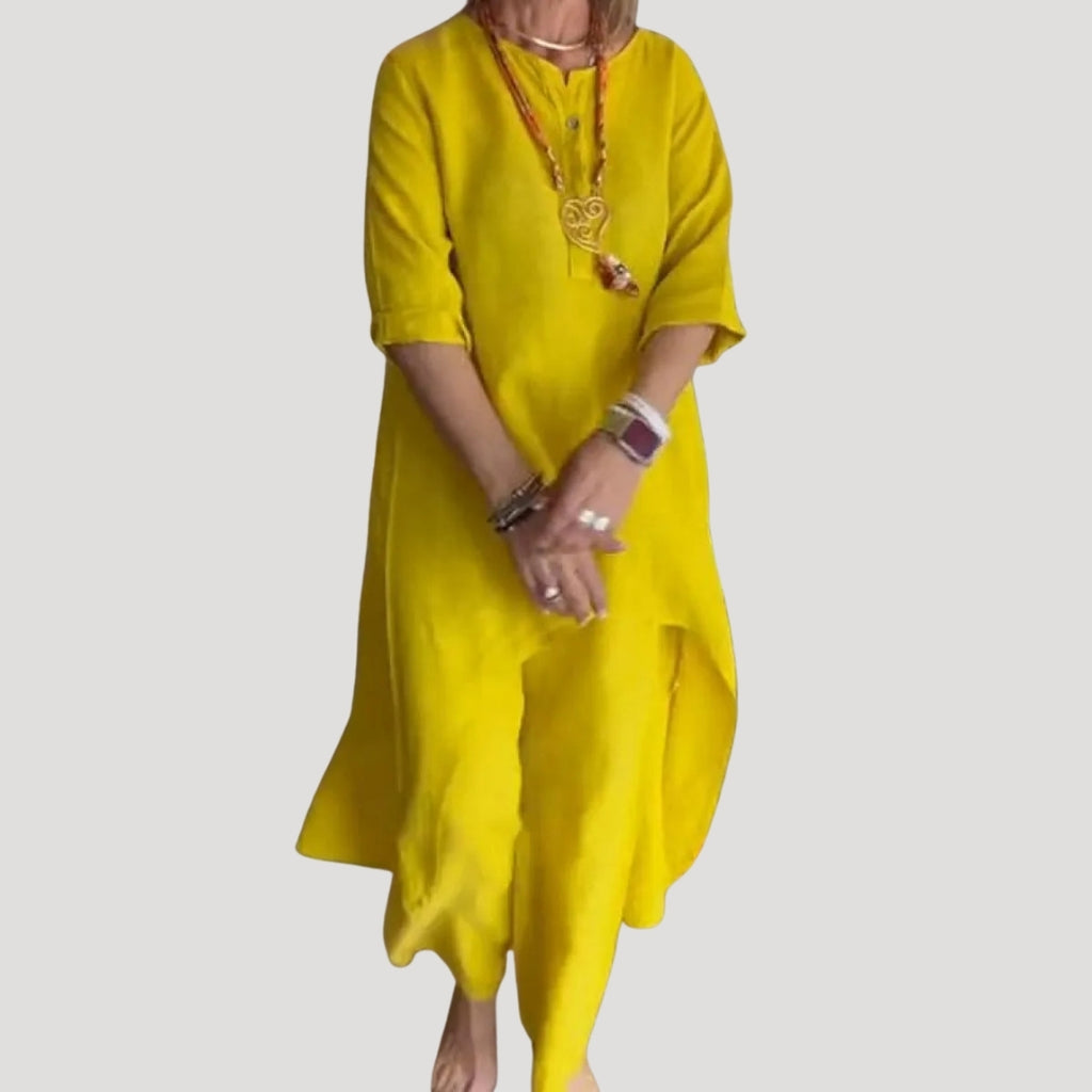 Women’s Linen Two Piece Lounge Set Relaxed Tunic Outfit