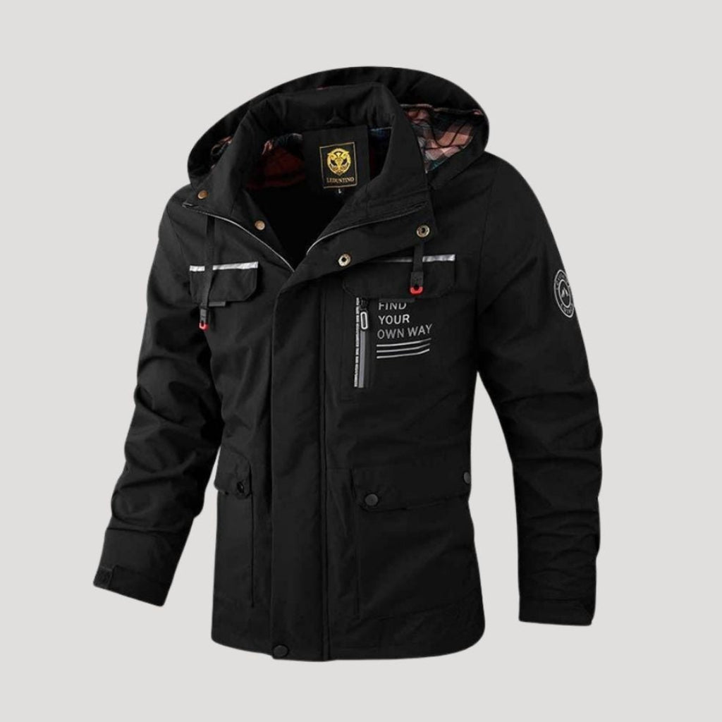Men’s Hooded Puffer Jacket Zip Front Outdoor Coat