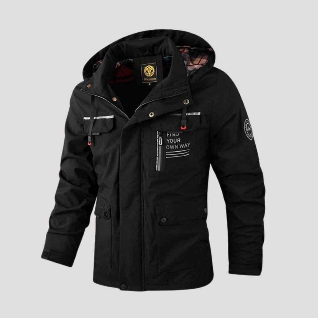 Men’s Hooded Puffer Jacket Zip Front Outdoor Coat