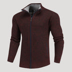Men’s Full Zip Knit Sweater Jacket Casual Stand Collar Coat
