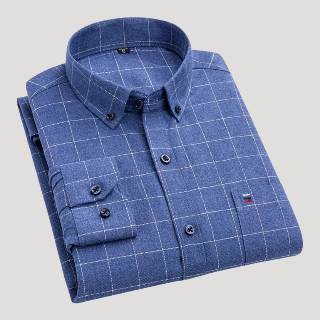 Mens Dress Shirt Long Sleeve Button Down Plaid Casual