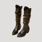 Women’s Cowboy Knee High Slouch Western Boots Pointed Toe