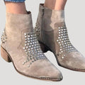 Women’s Boots Ankle Boots Western Studded Suede Zip