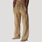 Men's Linen Pants Drawstring Waist Wide Leg Relaxed Fit