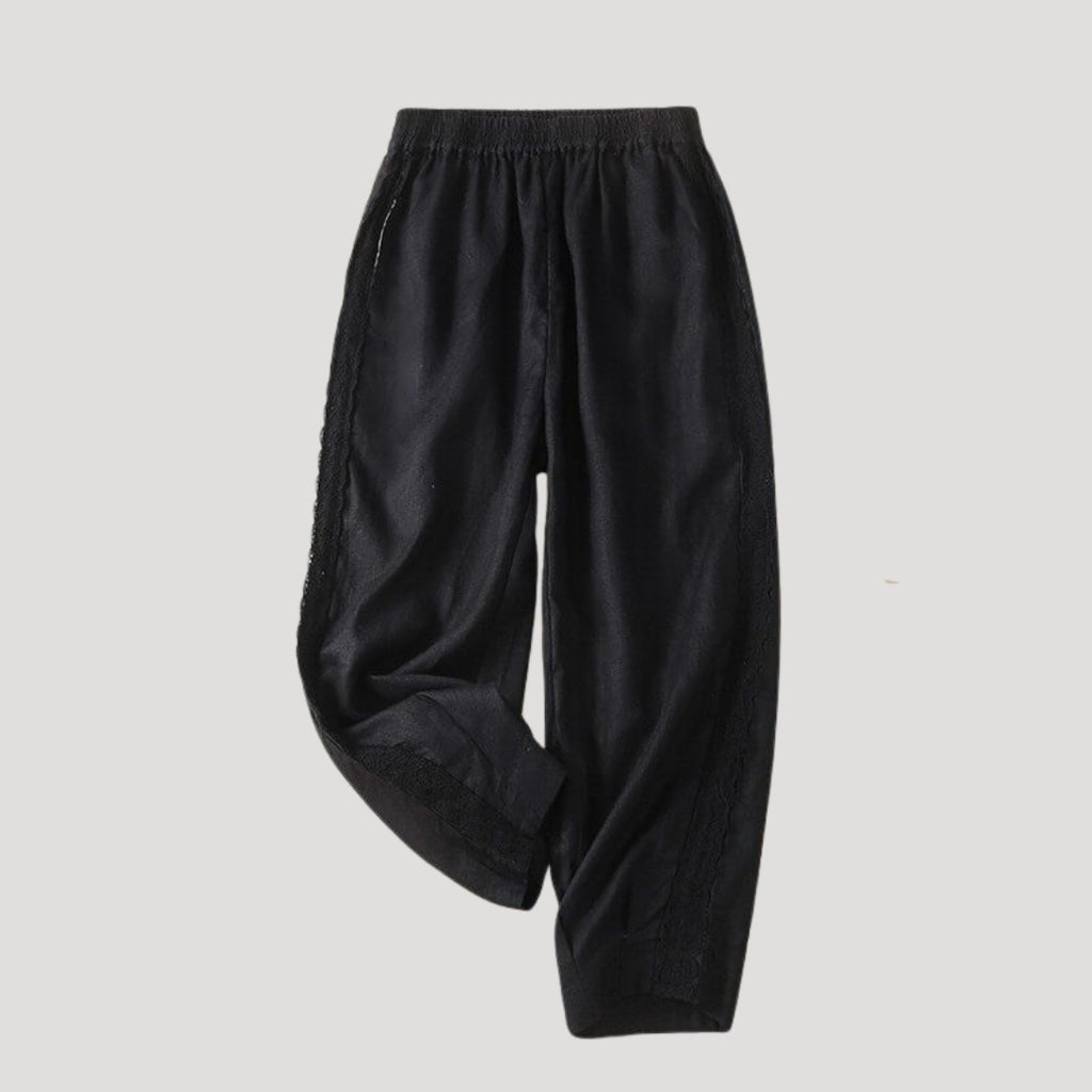 Women’s Linen Pants Tapered Elastic Waist Casual Cropped Loose Summer