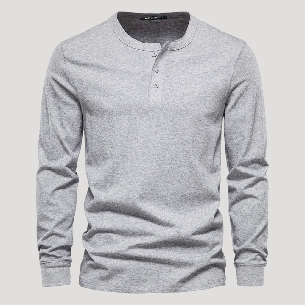 Men’s Long Sleeve Henley Shirt Casual Slim Fit Pullover Top