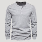 Men’s Long Sleeve Henley Shirt Casual Slim Fit Pullover Top