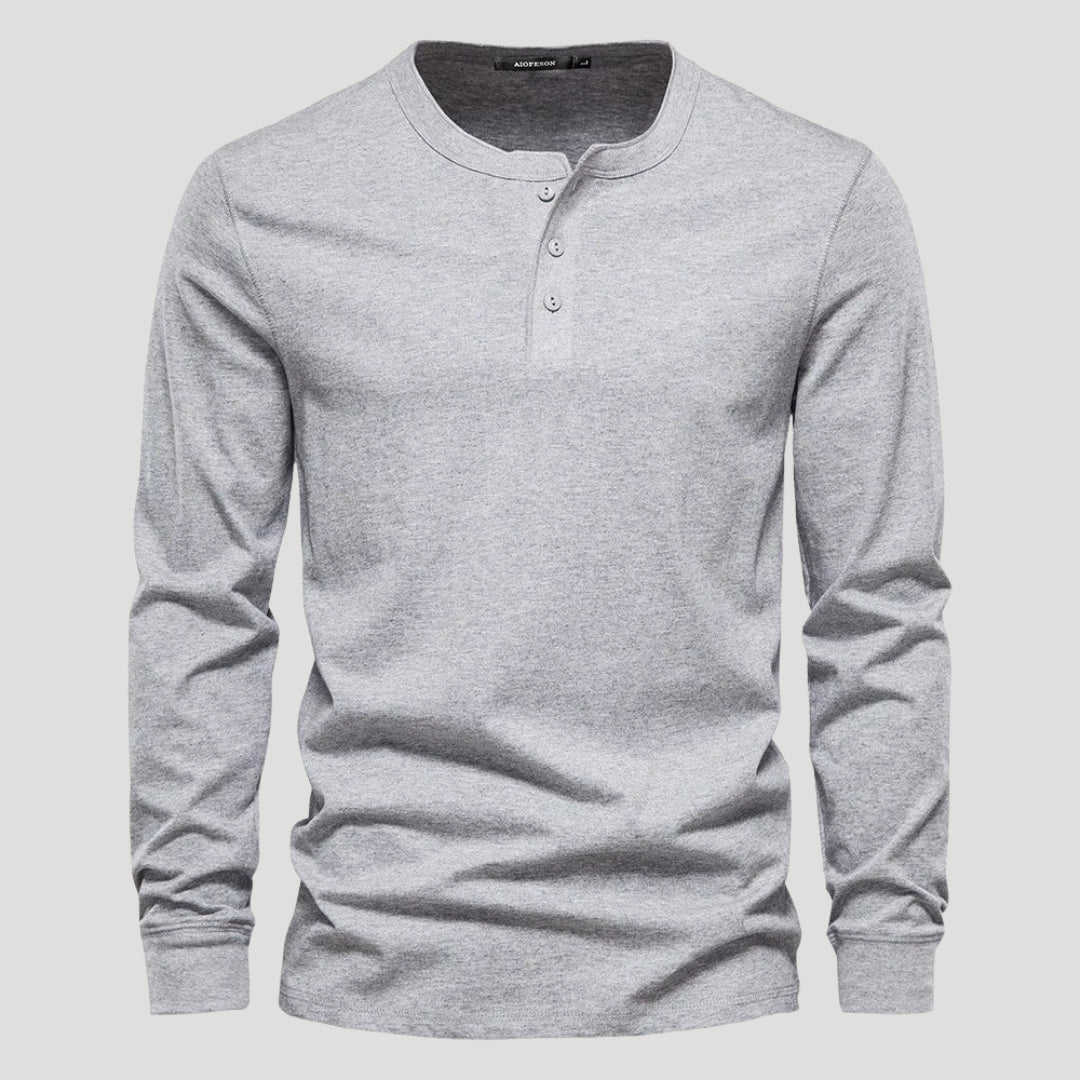 Men’s Long Sleeve Henley Shirt Casual Slim Fit Pullover Top