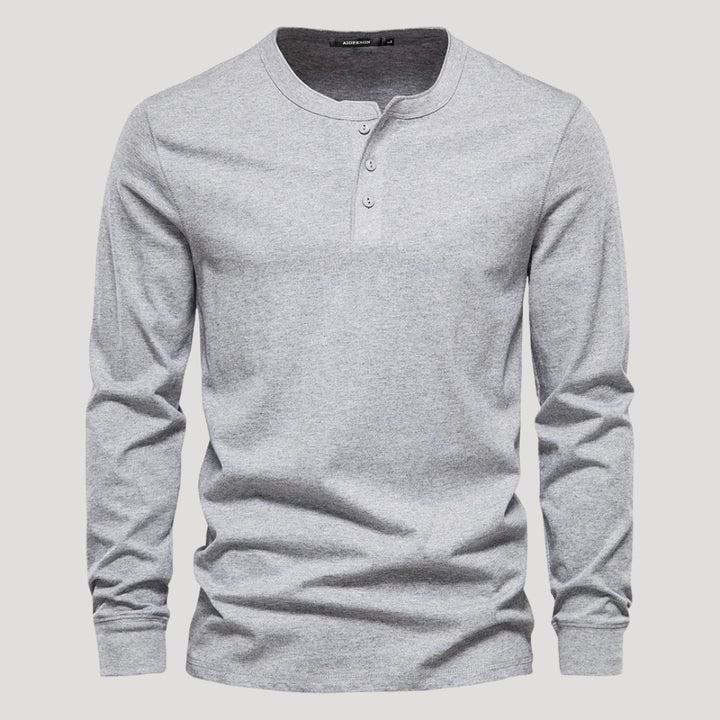Men’s Long Sleeve Henley Shirt Casual Slim Fit Pullover Top