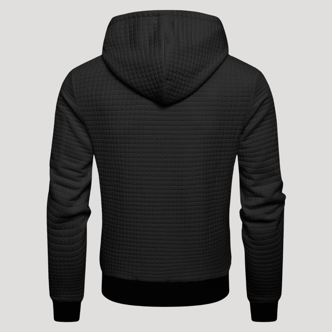 Men’s Waffle Knit Zip Hoodie Casual Lightweight Jacket