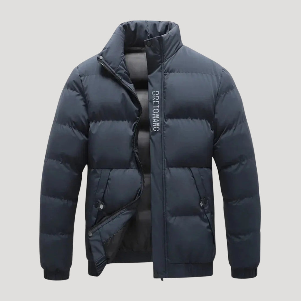 Men’s Hooded Puffer Jacket Quilted Zip Front Coat