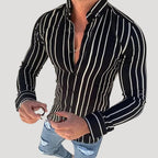 Men’s Slim Fit Patterned Shirt Long Sleeve Button Down Top