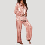 Women’s Satin Pajama Set Button Up Long Sleeve Sleepwear