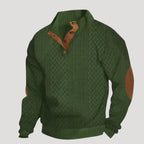 Men’s Knit Sweater Henley Button Textured Long Sleeve