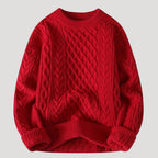 Men’s Cable Knit Sweater Relaxed Fit Crewneck Pullover Top