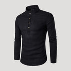 Men’s Long Sleeve Henley Shirt Stand Collar Casual Top