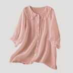 Women’s Ruffle Collar Long Sleeve Blouse Loose Fit Top