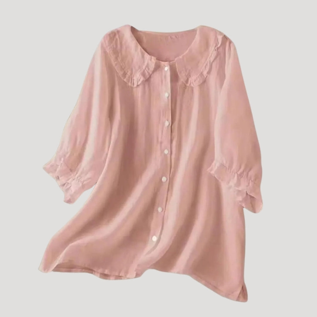 Women’s Ruffle Collar Long Sleeve Blouse Loose Fit Top
