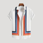 Men’s Striped Button Up Short Sleeve Shirt Relaxed Fit Casual