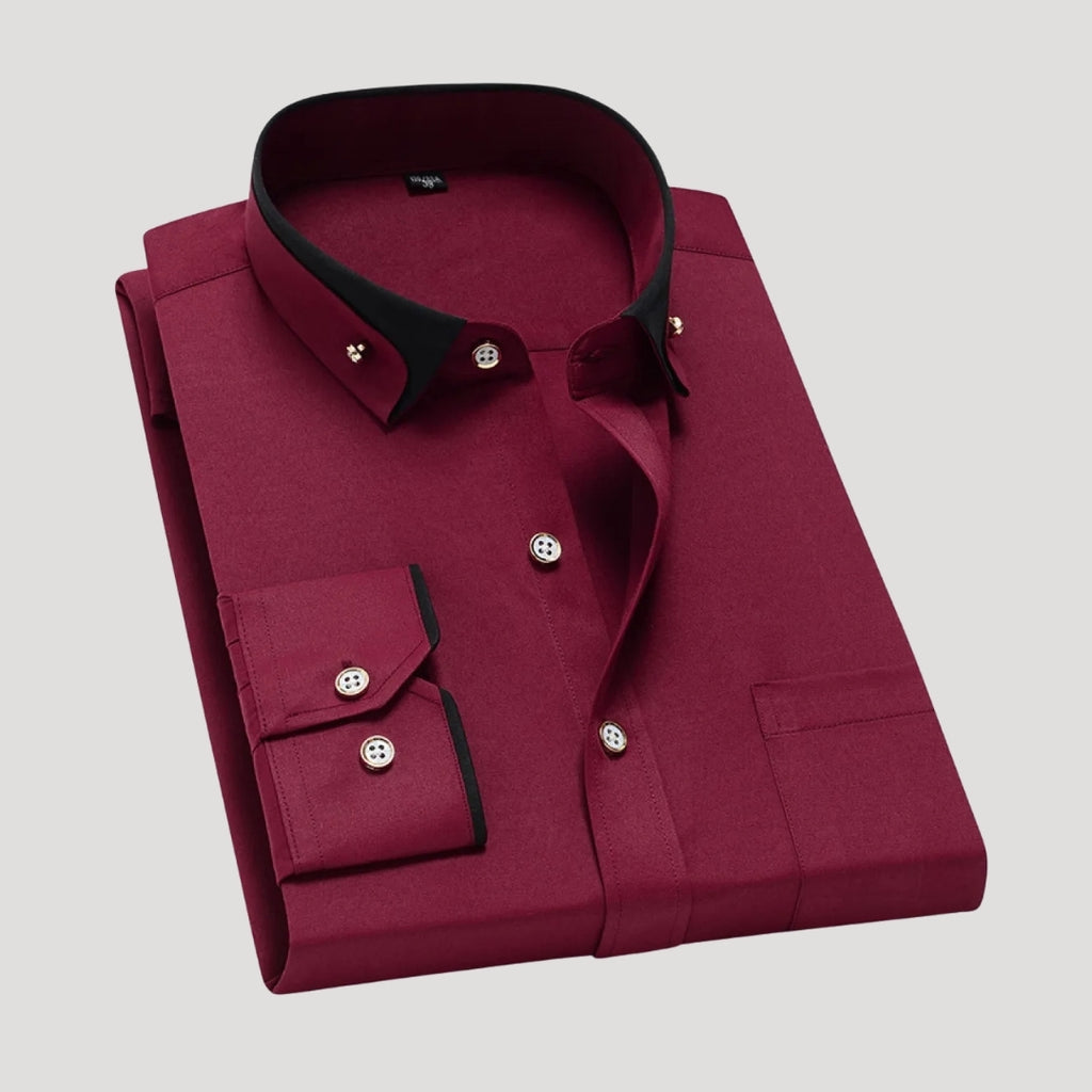 Men’s Contrast Collar Dress Shirt Button Up Formal Shirt