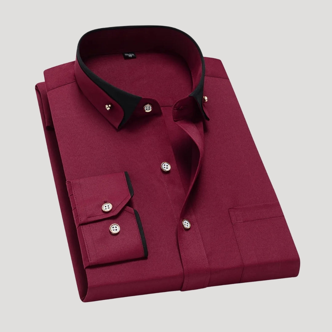 Men’s Contrast Collar Dress Shirt Button Up Formal Shirt